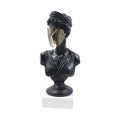SOGA 45cm Black Resin Bust – Gold Striped Mask Home Sculpture-0