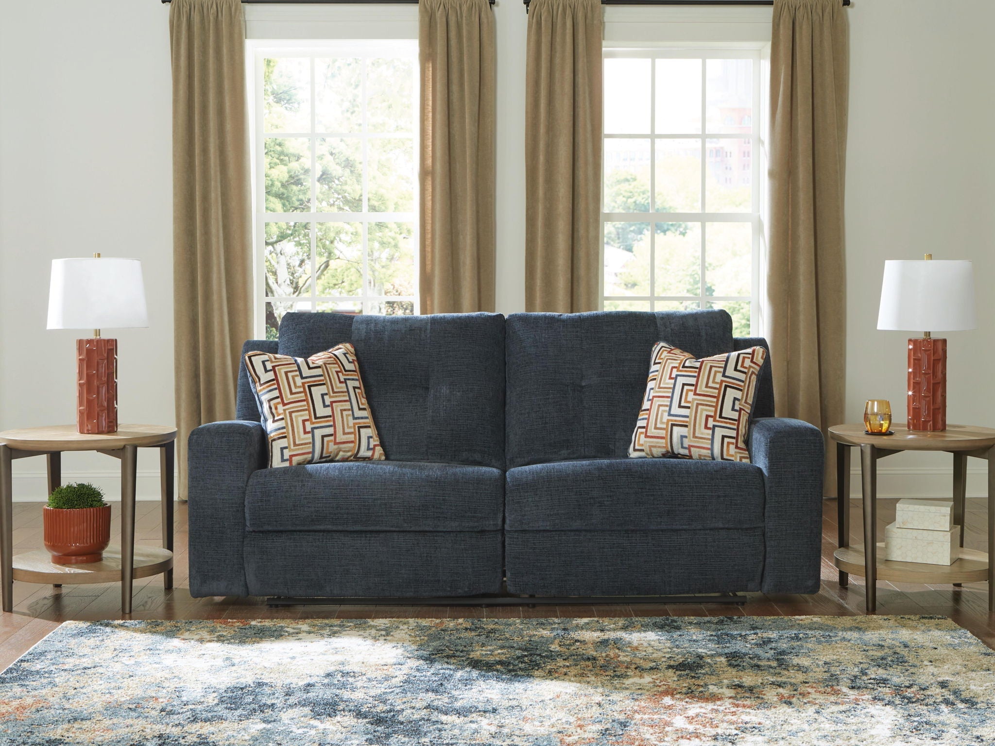 Danum - 2 Seat Reclining Sofa - Fabric - Ink-1