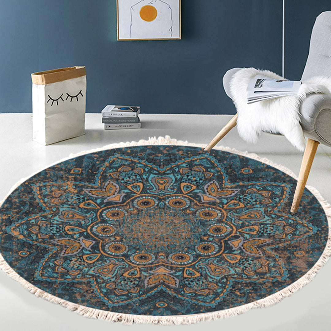 SOGA 2X 120cm Mandala Pattern Circle Area Rugs for Living Room Lounge, Anti-slip