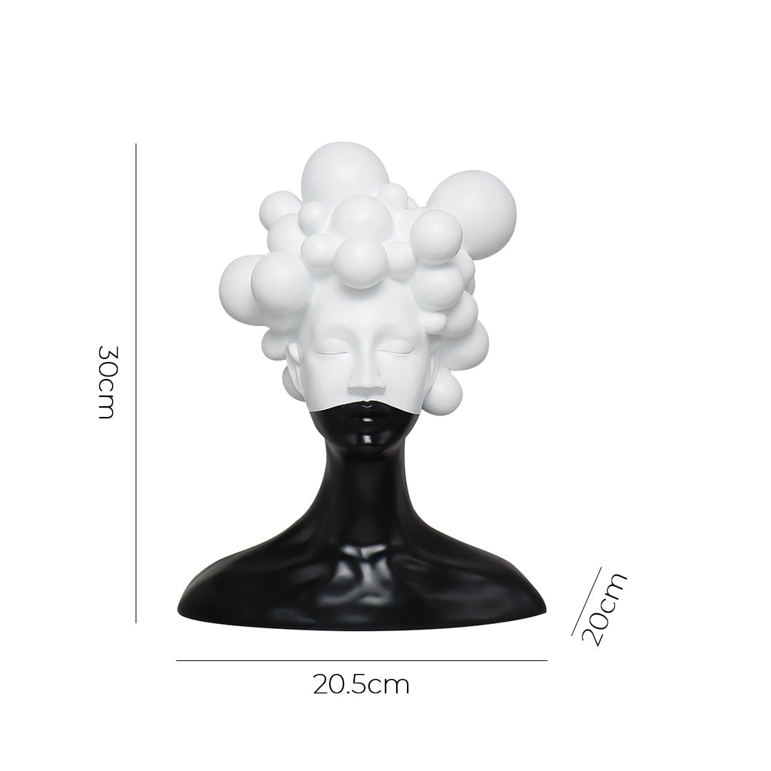 SOGA 30cm Bubble Head Sculpture – Black & White Resin Art for Decor-4