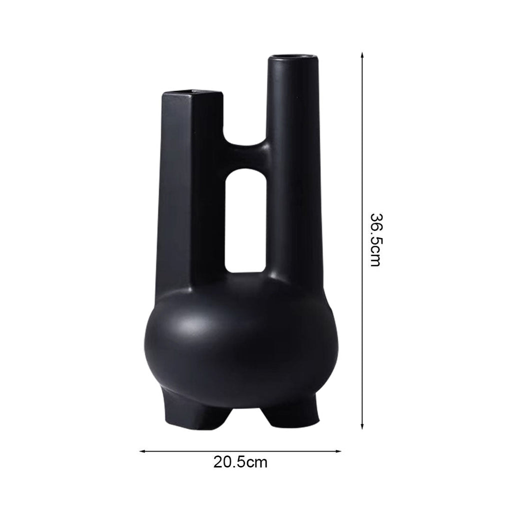 SOGA Ornament Modern Geometric Vase Minimalist Double Tube Abstract Sculpture for Home Décor-4