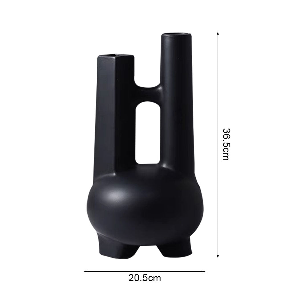 SOGA Ornament Modern Geometric Vase Minimalist Double Tube Abstract Sculpture for Home Décor-4