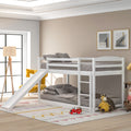 White Twin over Twin Bunk Bed with Convertible Slide and Ladder, Pine Wood and MDF, 79.3''L x 84.4''W x 46.5''H