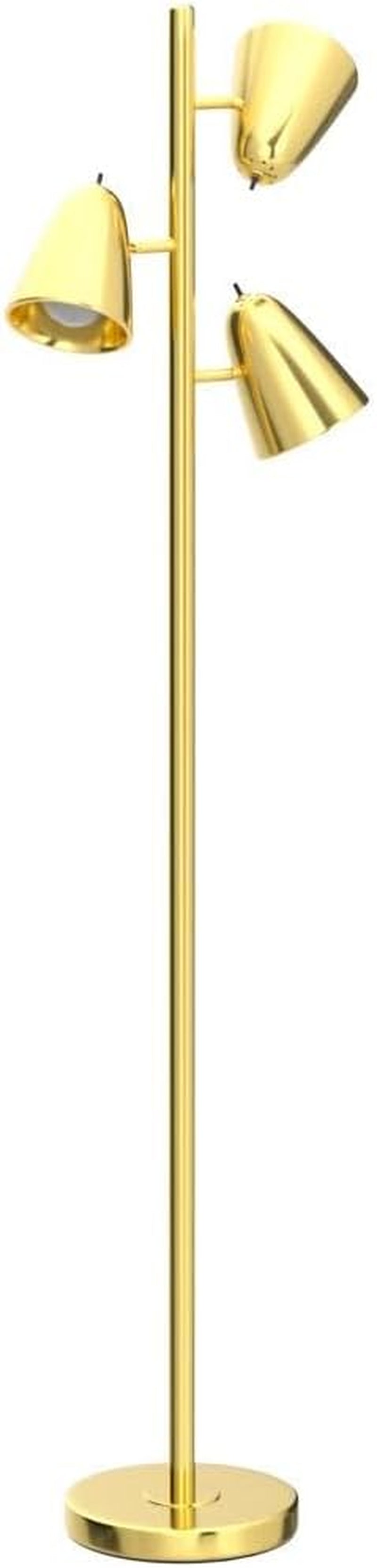 Industrial Brushed Gold Tree Floor Lamp Adjustable