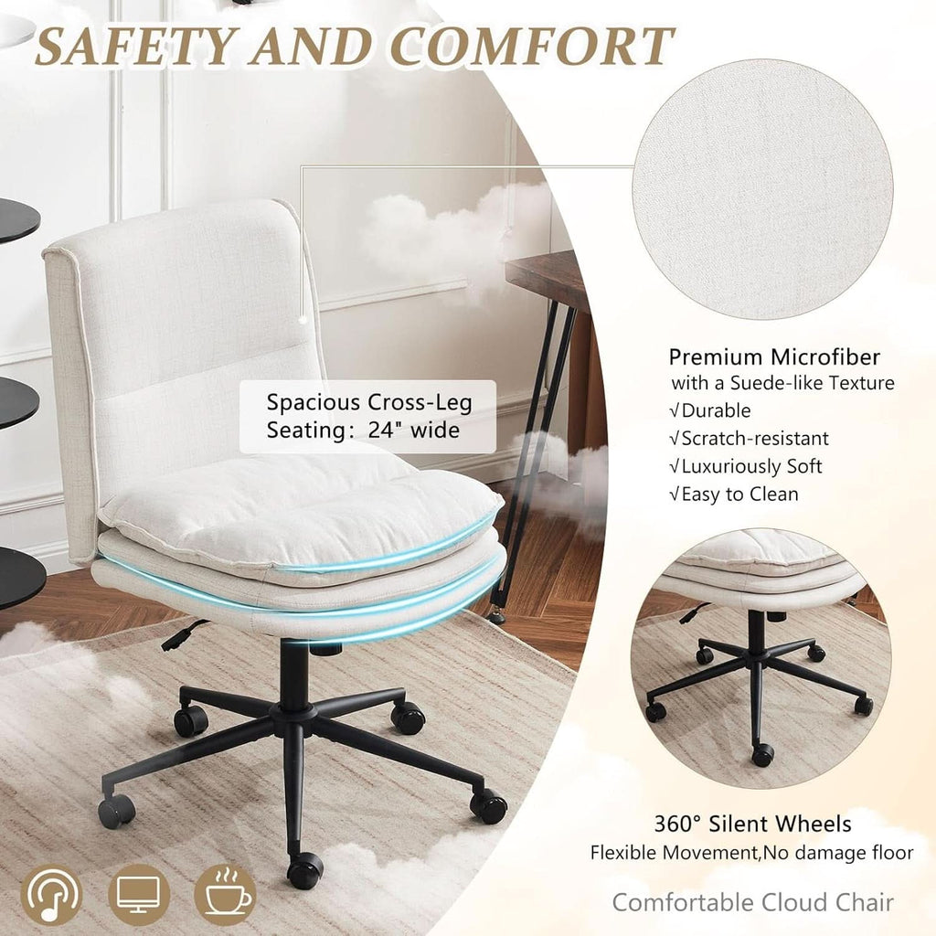 Cloud Criss Cross Office Chair Beige Fabric 18in High Back