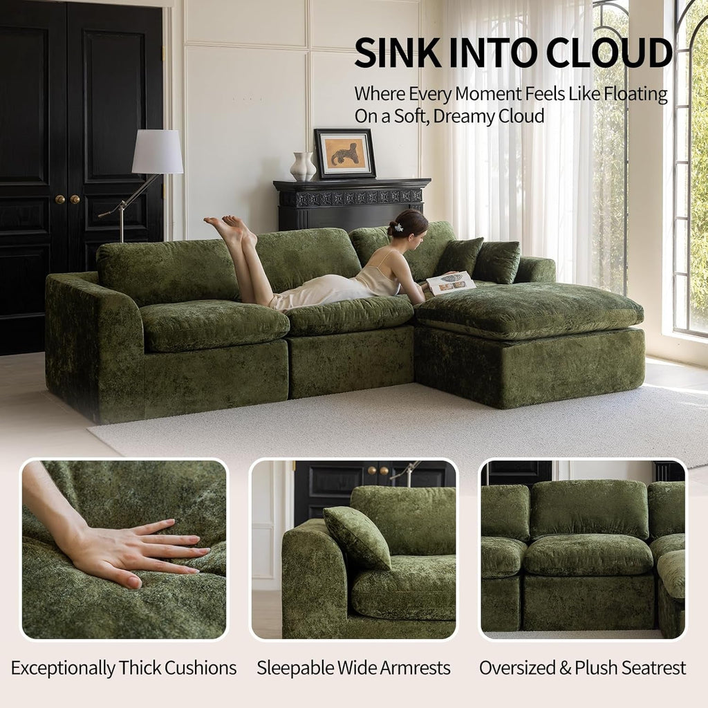 Forest Green Oversized 115 Inch Convertible Sectional-3