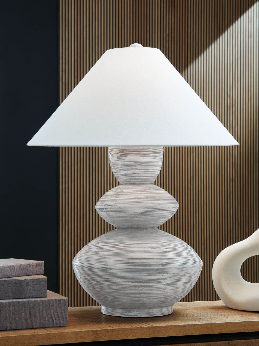 Brickdon - Poly Table Lamp - Distressed White-1