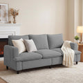 83 Inches Corduroy Fabric Upholstery 3 Seater Deep Seat Sofa-0