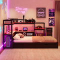 Twin Size Gaming Daybed with Integrated Desk and LED Light