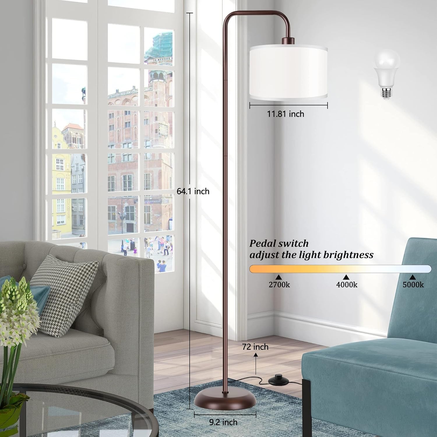 Led Floor Lamp Elegant Bronze Finishing Illumination-2