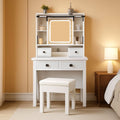 White Vanity Desk With Sliding Mirror Illumination-0