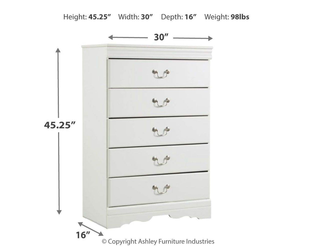 Anarasia - Five Drawer Chest - White-1