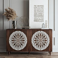 Vintage Mandala Carved Walnut Grain Sideboard