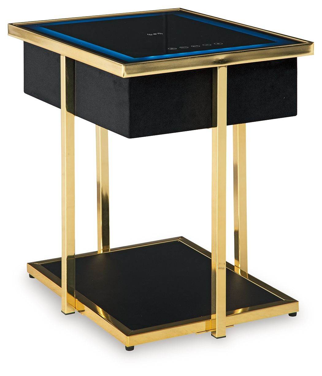 Rexwell - Accent Table With Speaker - Black / Gold Finish-0