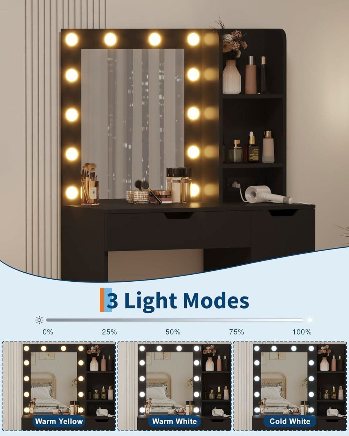Premium Luxurious Illuminated Vanity Desk With USB Ports-4