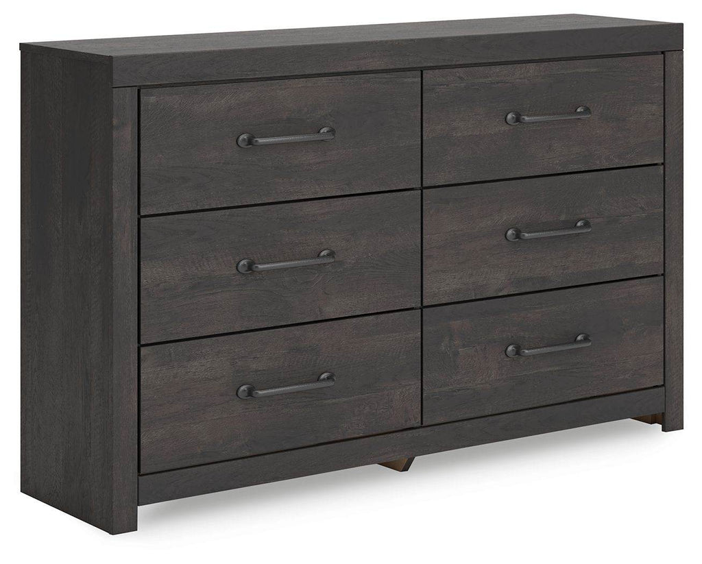 Hollivern - Six Drawer Dresser - Dark Gray-0