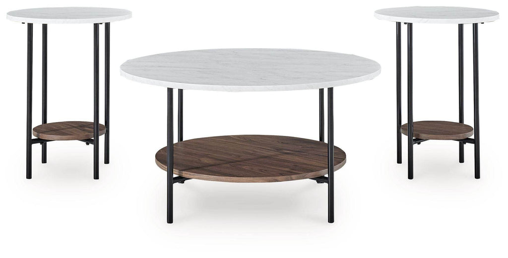 Wrenwich - Occasional Table Set (Set of 3) - Brown / Black / White-1
