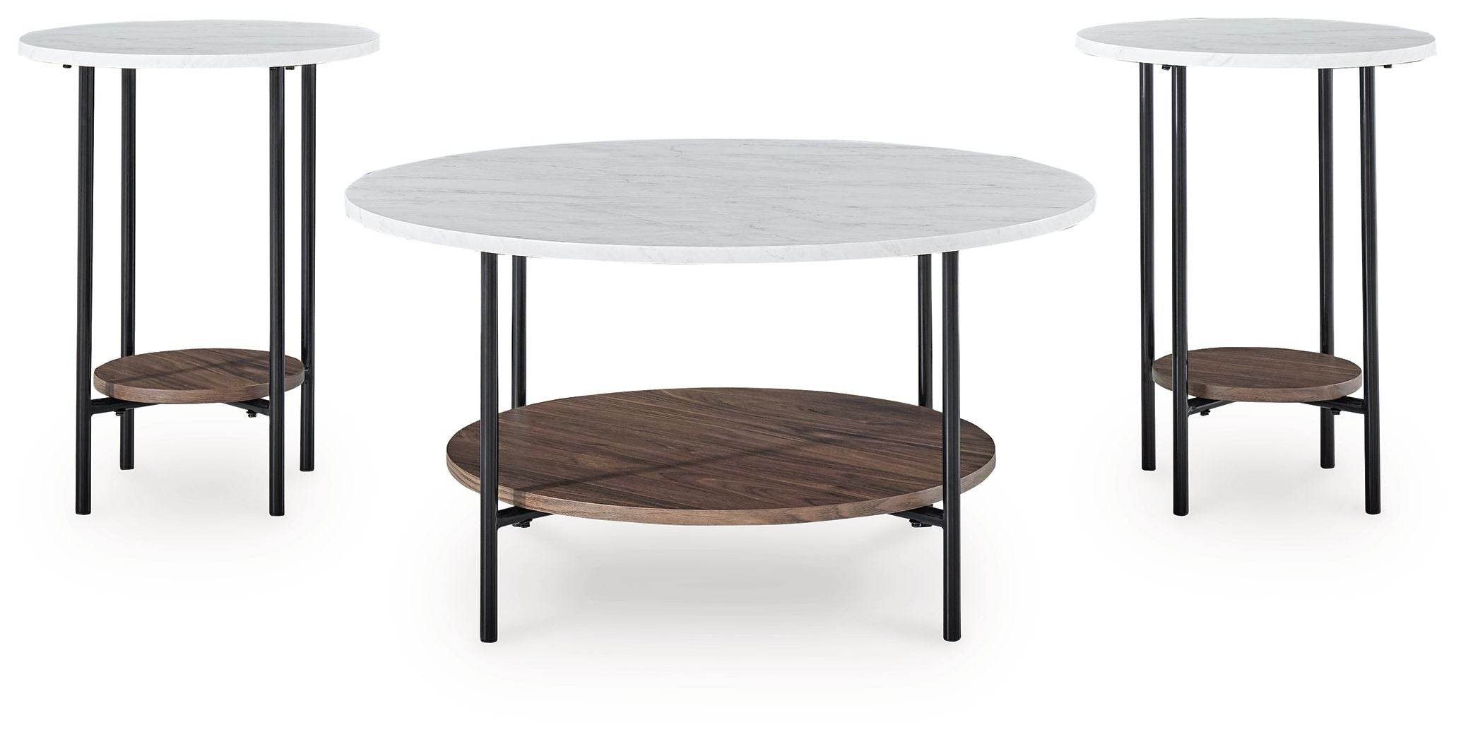 Wrenwich - Occasional Table Set (Set of 3) - Brown / Black / White-1
