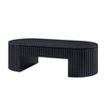 51.18'' Oval Wood Coffee Table With Drawer  Mid Century Modern Coffee Table Unique Coffee Table for Living Room Furniture, Tea Table BLACK