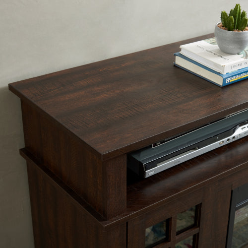 Classic TV Media Stand Modern Entertainment Console with 23' Fireplace Insert for TV Up to 65' with Open and Closed Storage Space, Espresso, 58.25'W*15.75'D*32'H