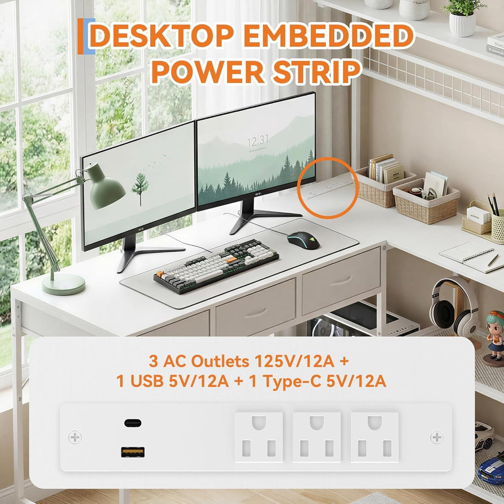 FiftyInch Computer Desk White Finish Premium Workstation