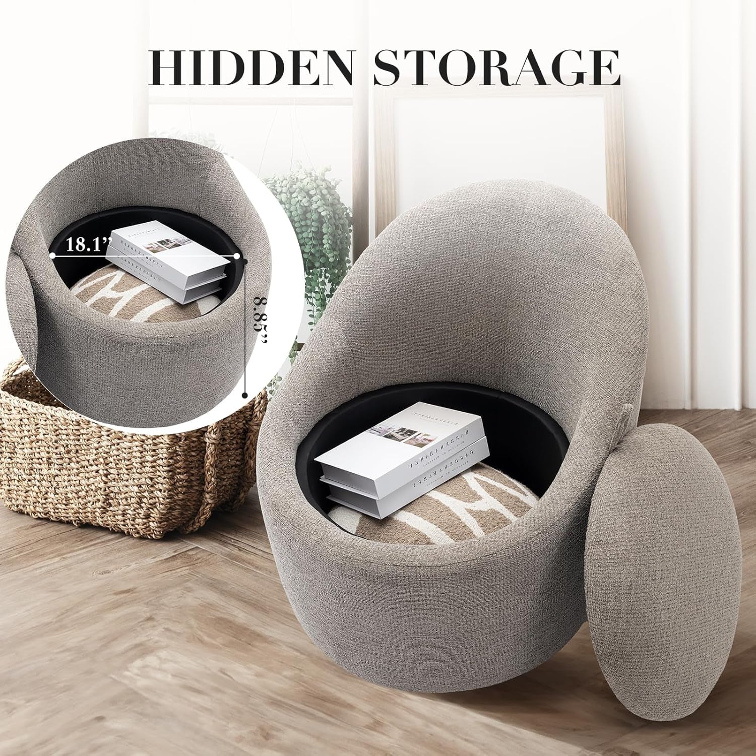 Swivel Accent Chairs Three Sixty Rotation Light Grey