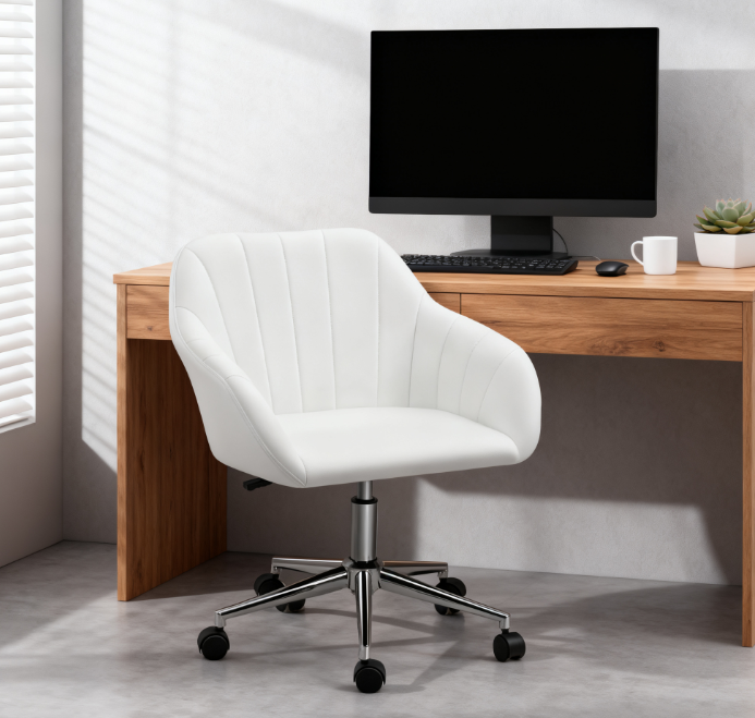 White Faux Leather Office Chair