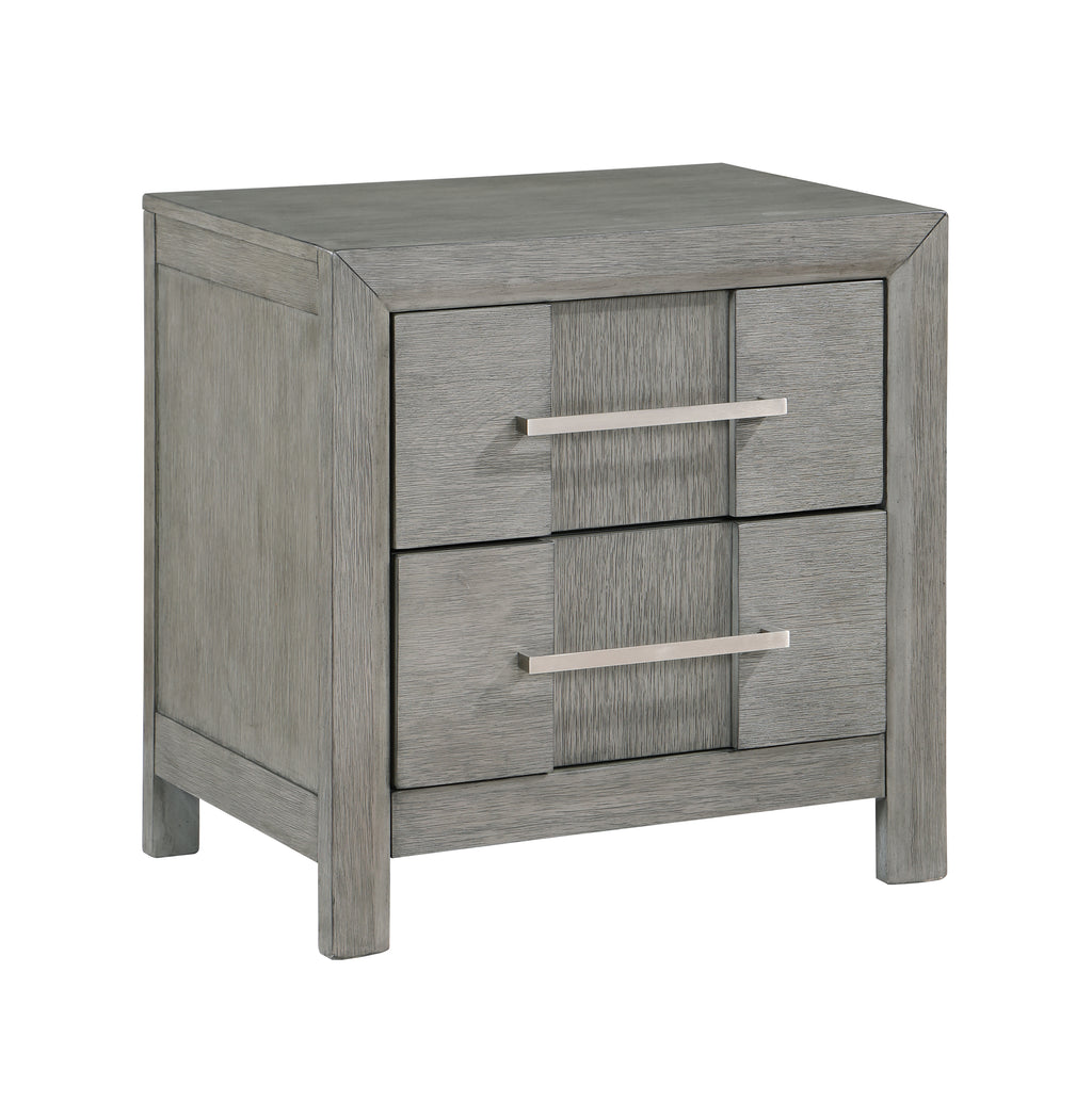 Modern Style 2-Drawer Night stand with Silver Coated metal Handles made with wood in Gray Color same as G150108521(NJ inventory)