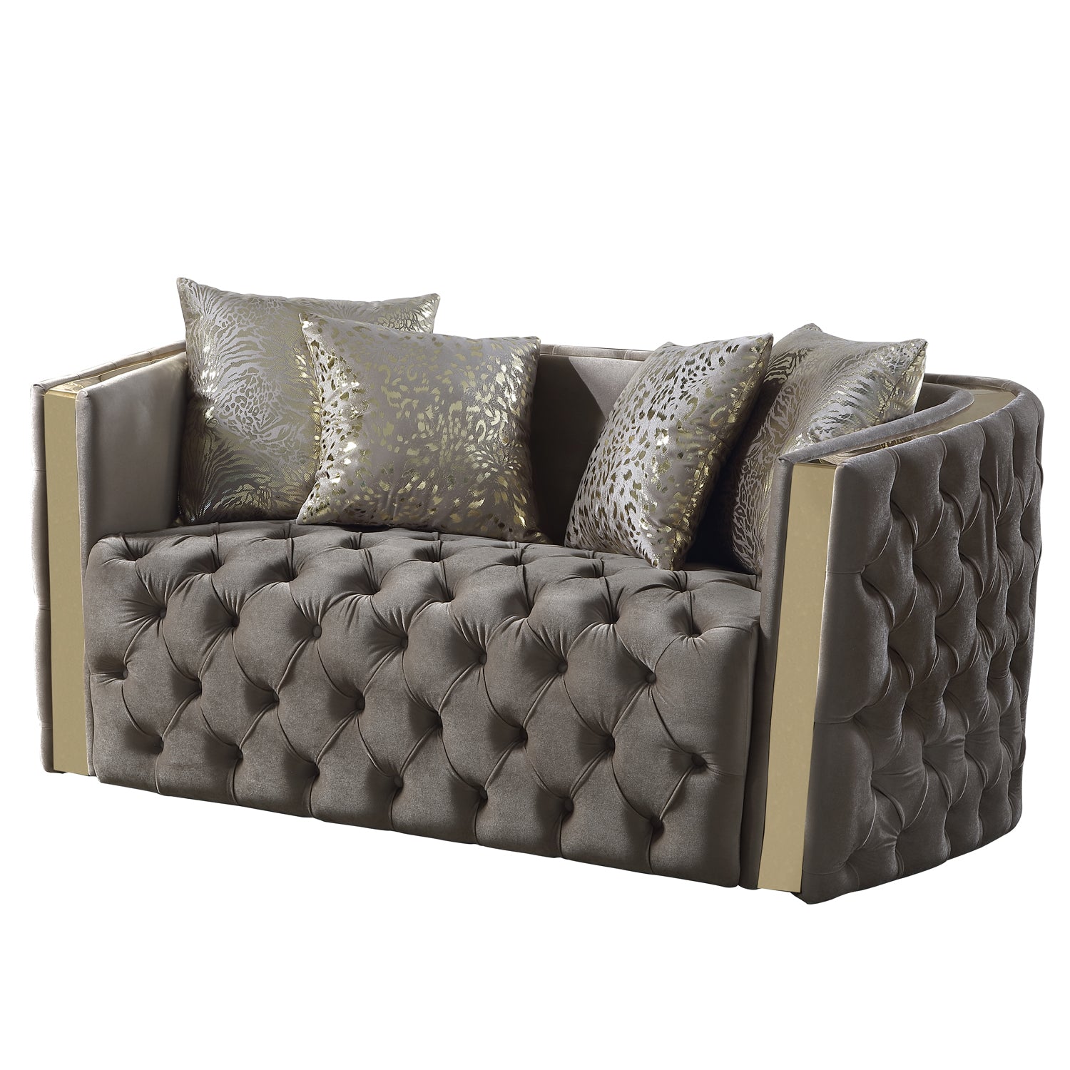 Naomi Taupe Velvet Tufted Loveseat