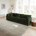 Mid-Century Modern Couch 3-Seater Sofa with 2 Armrest Pillows and 3 Toss Pillows, Couch for Living Room Green Chenille