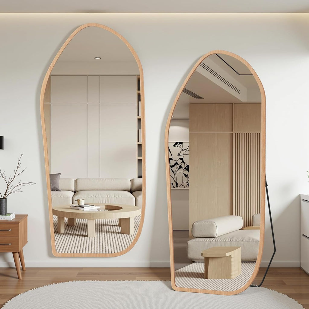 Freestanding Full Length Floor Mirror Walnut Finish-1