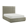 Beautiful Queen Platform Bed Forest Green Fabric Upholstery Durable Plywood Frame 1pc