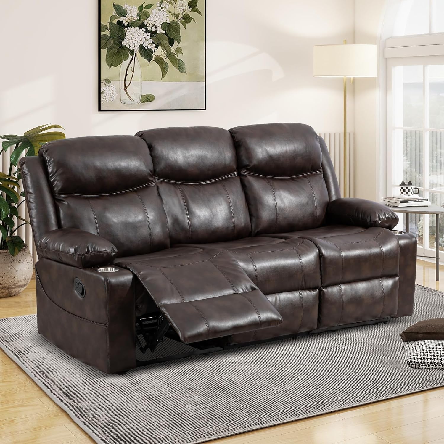Chestnut Premium Recliner Sofa With Massage Deluxe-0