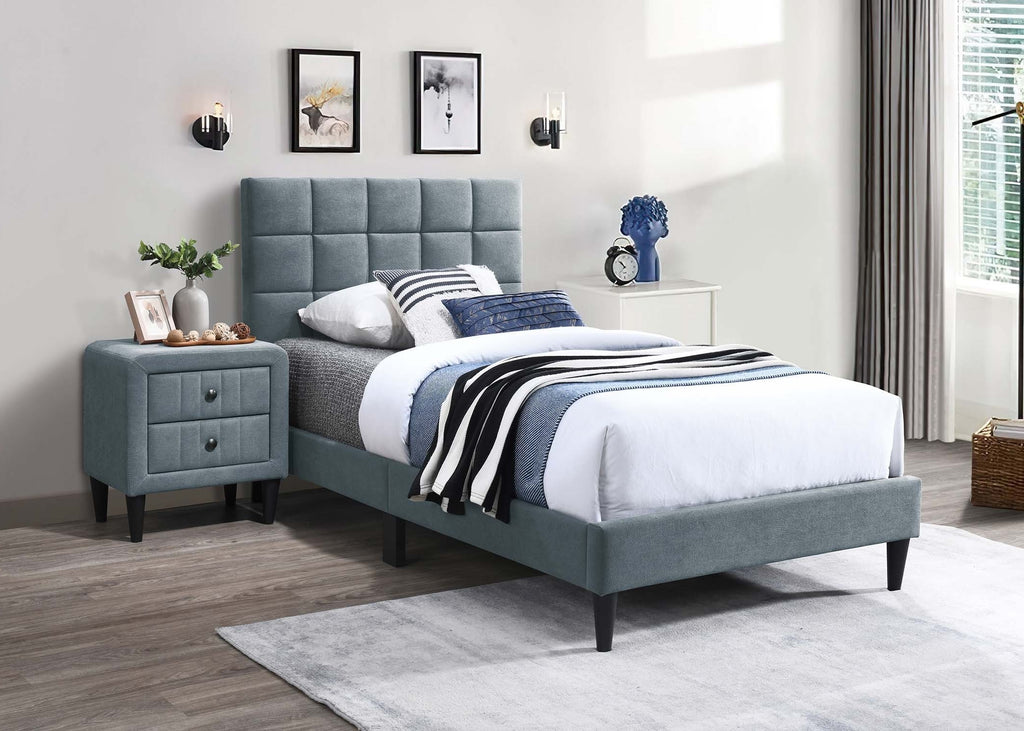 Luxury Twin Size Bed Nightstands Gray Bedroom Set