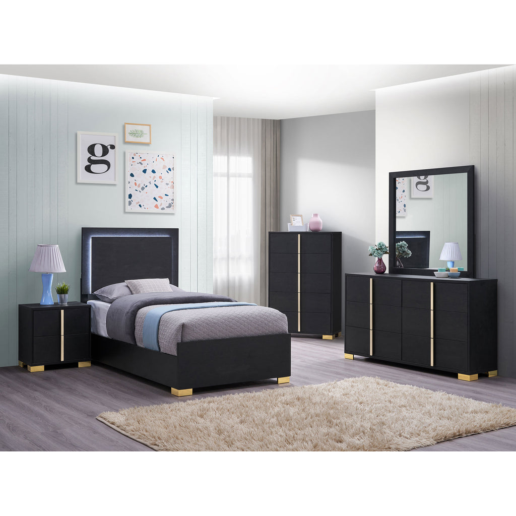Black 5-piece Twin Bedroom Set