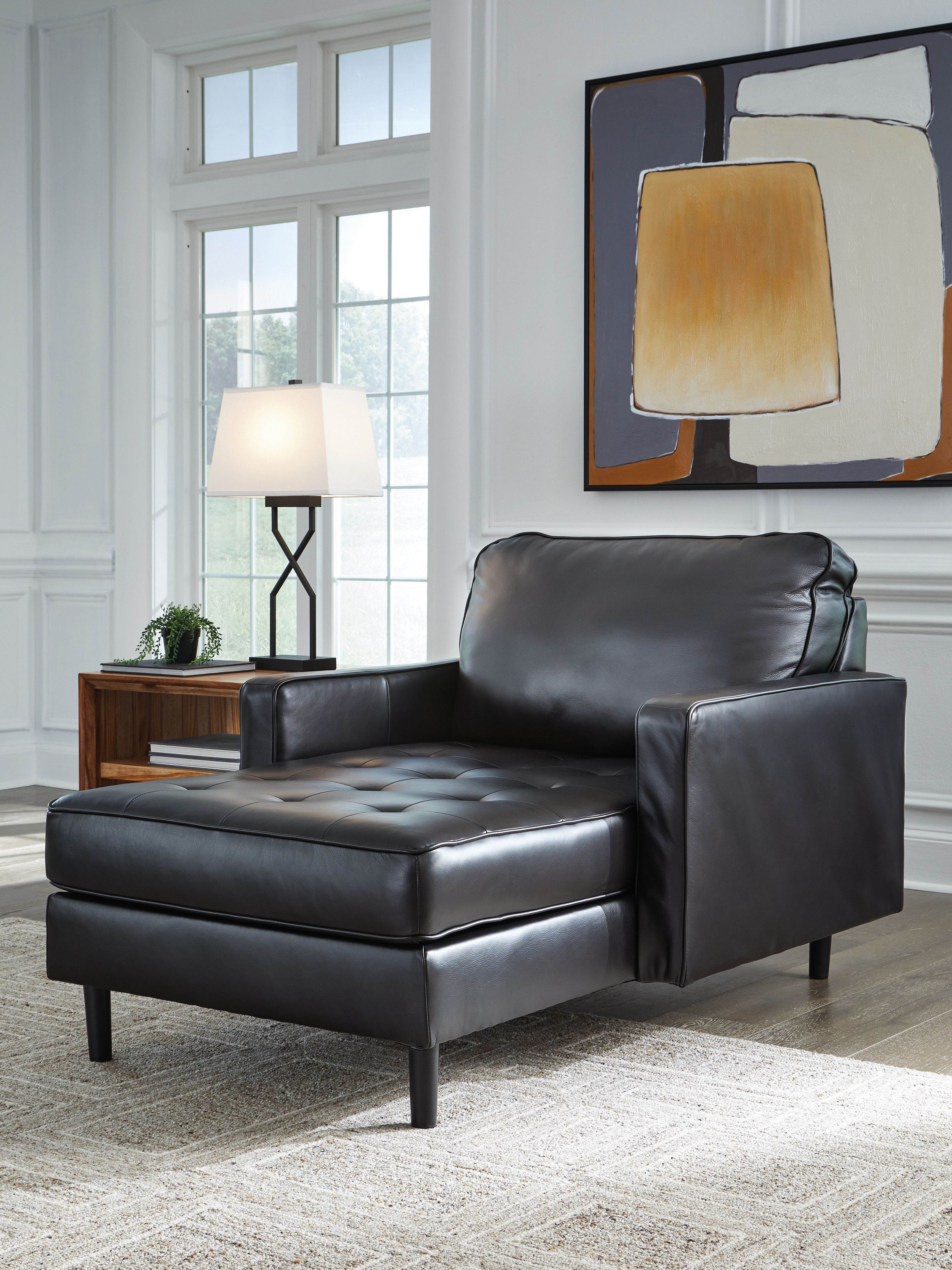 Bryceview - Chaise - Leather Match - Onyx-1
