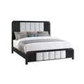 Beverly Black and White 5PC King Bedroom Set with Fluted Detailing, Partial Upholstery, LED Lights, and Speaker-Integrated Nightstand