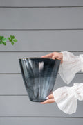 Smokey Black Glass Vase w/ Gold Rim