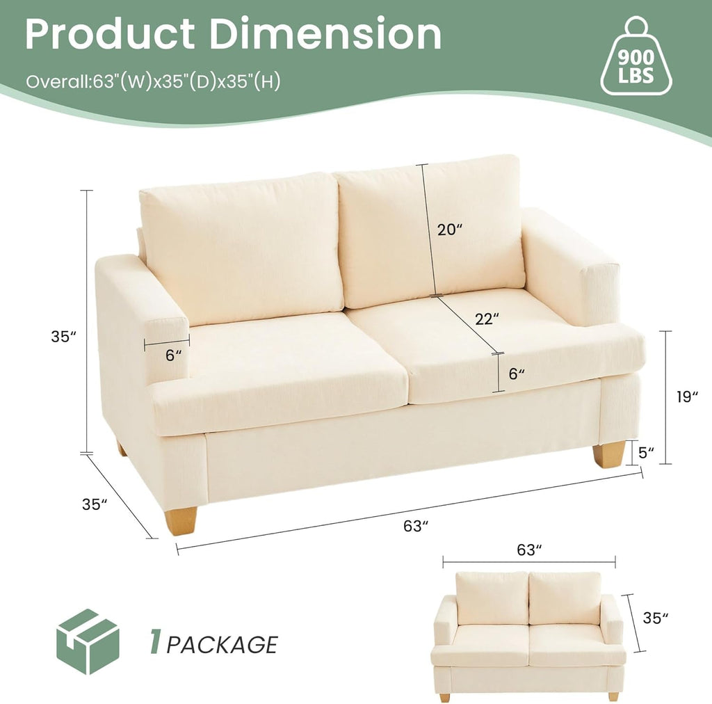 Beige Chenille Sleeper Sofa Three-Seater Loveseat Set-1