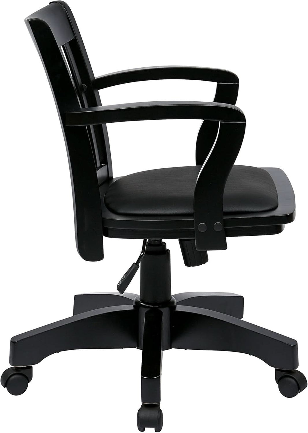 Deluxe Wood Banker Desk Chair Black Adjustable Height Tilt-2