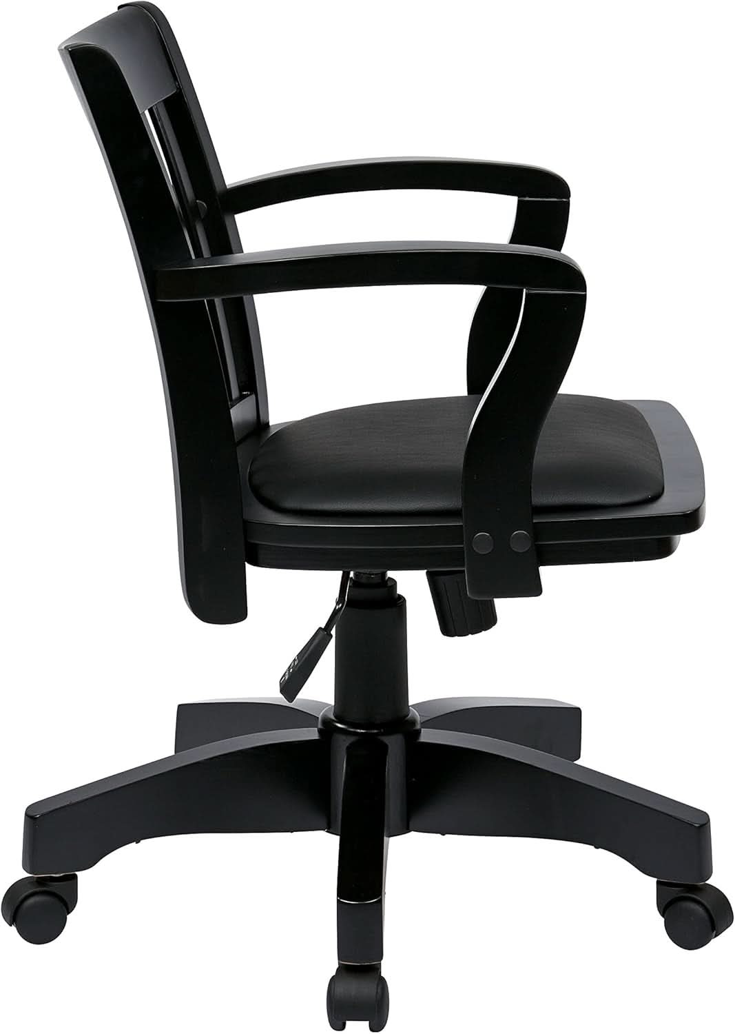 Deluxe Wood Banker Desk Chair Black Adjustable Height Tilt-2