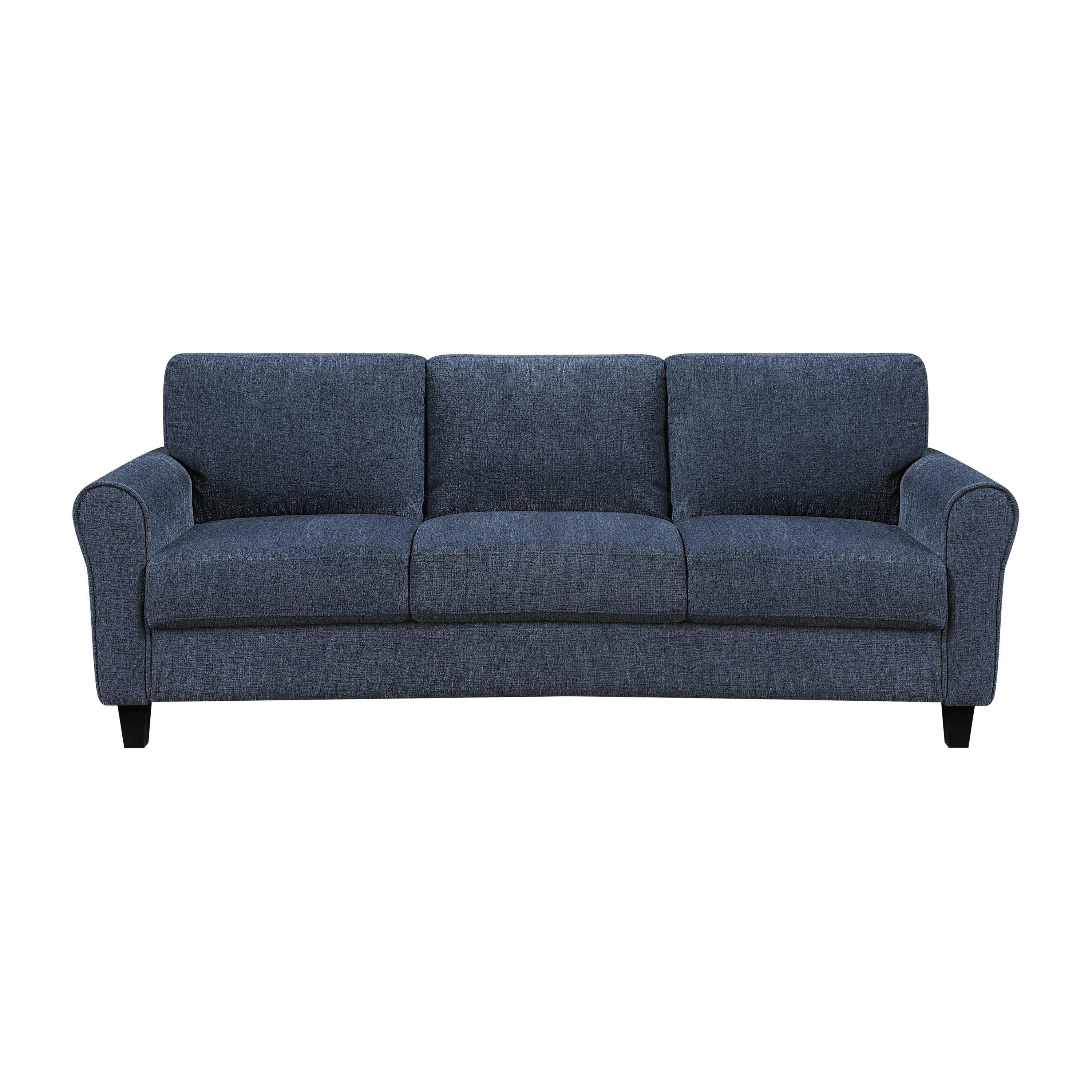 Contemporary 3-Seater Sofa Plush Foam Padded Blue Chenille Upholstered Pochet Coils Living Room Furniture 1pc