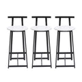 Modern Bar Stools with Backrest for Kitchen Island or Pub Room, Metal Frame, Black & White, Set of 3