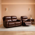 Brown Fullgrain Leather Powered Recliner Sofa Unit-0