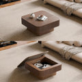 Walnut Square Coffee Table Featuring Concealed Storage-0