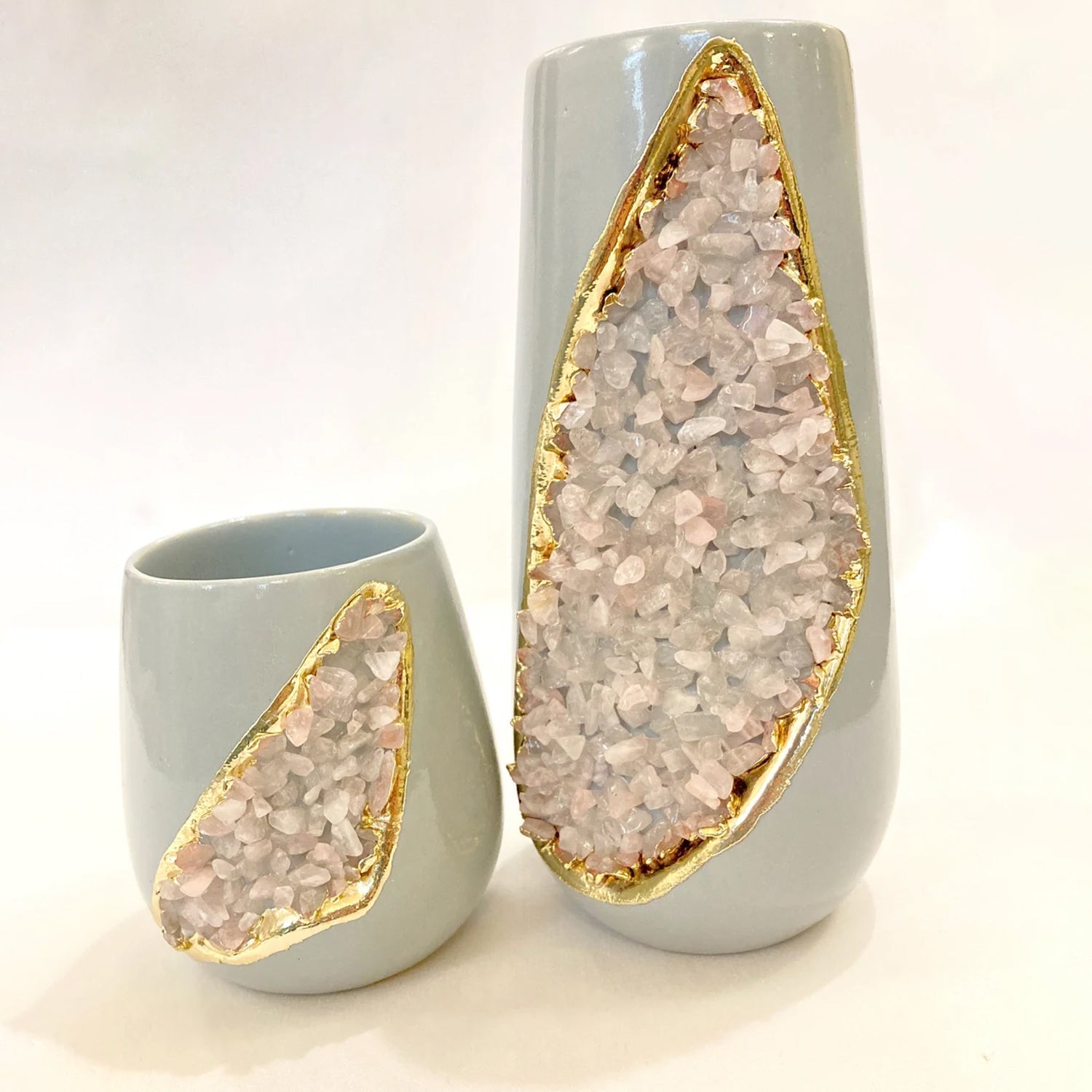 Set of 2 Grey Ceramic Vases-5