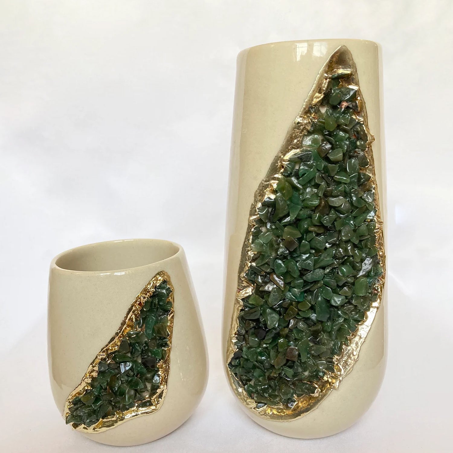 Set of 2 Cream Ceramic Vases-7