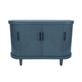 Modern Curved Sideboard 47.2-Inch Blue Wooden Console Table with 4 Doors and Adjustable Shelves for Living Room, Kitchen, Bedroom, Hallway