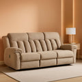 Deluxe Light Brown Three Seater Manual Recliner Sofa-0