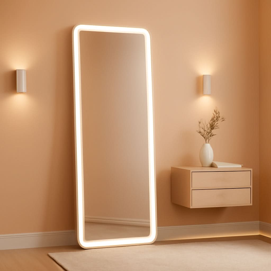 26x68 Inch Full Length Mirror With Lights LED Dimmable 3 Color Floor Standing Or Wall Hanging-0